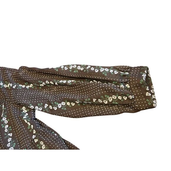 Vintage Raymodes NY 70’s house dress brown floral embroidered boho Large retro - Picture 6 of 10